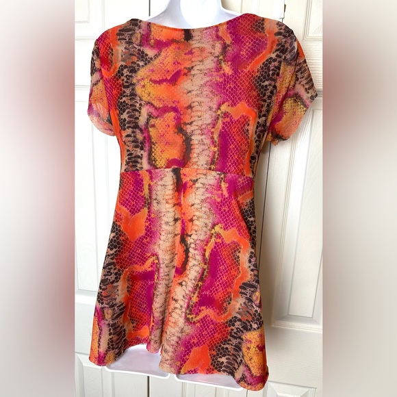 Vtg Anthropologie JOHNNY HEAVEN Mesh Top Snake Print Vintage Y2K Tops Shirts - Picture 5 of 7